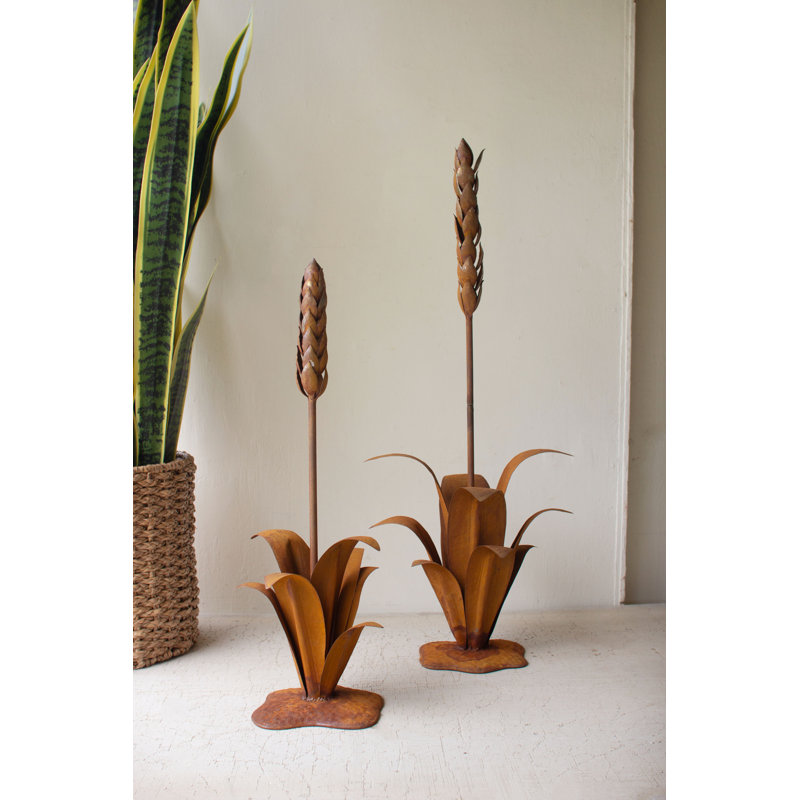  Handcrafted Rustic Metal Aloe Plants – Indoor Outdoor Set of 2