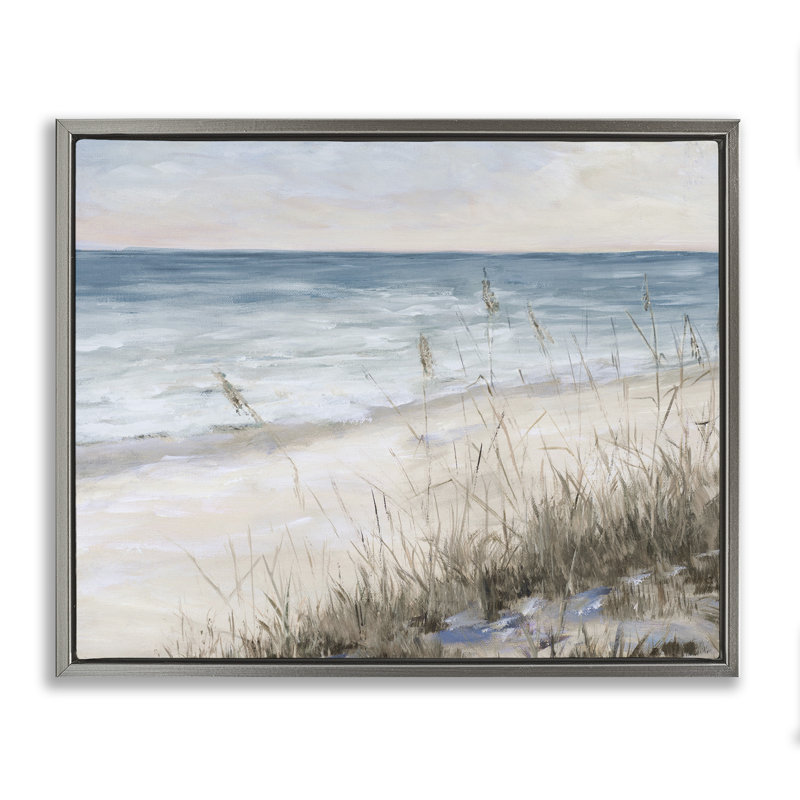 Art mural sur toile, "Traditional Beach Coast Line Tall Grass Soft Sky" par Julie Derice, H 25 po x l 31 po