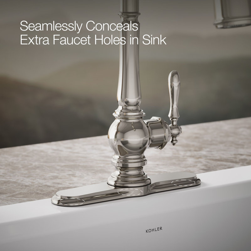 3-Hole Kitchen Faucet Escutcheon, Vibrant Polished Nickel
