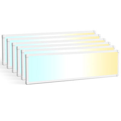 6 Pack 1x4 LED Flat Panel Light Surface Mount, 5500LM Dimmable 30-50W, 3000K-6500K Adjustable, 0-10V Dimming Slim Ceiling Light Fixture for Office Home Garage