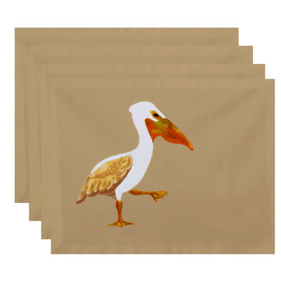 Ensemble de napperon 4 pièces à imprimé animalier de pélican Dryden