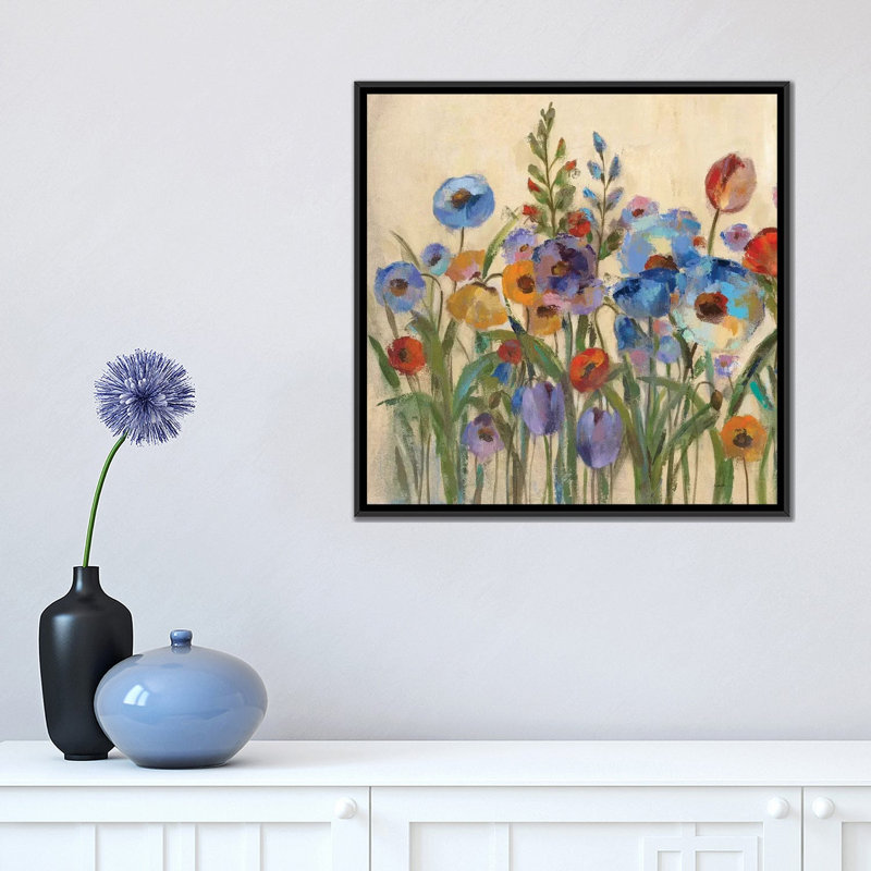 " Sunrise Garden II " by Silvia Vassileva, 18" H x 18" W x 1.5" D, Black Framed Canvas, No Mat