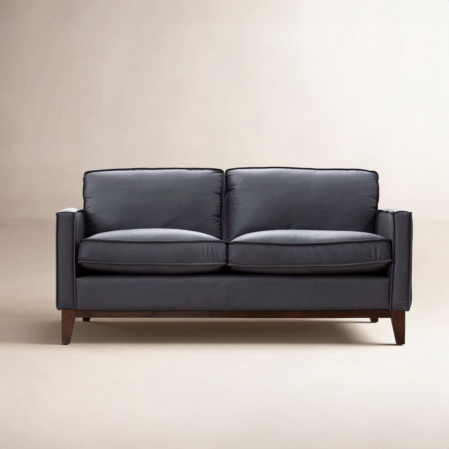 Cascades 59'' Upholstered Loveseat, Gravel Genuine Leather