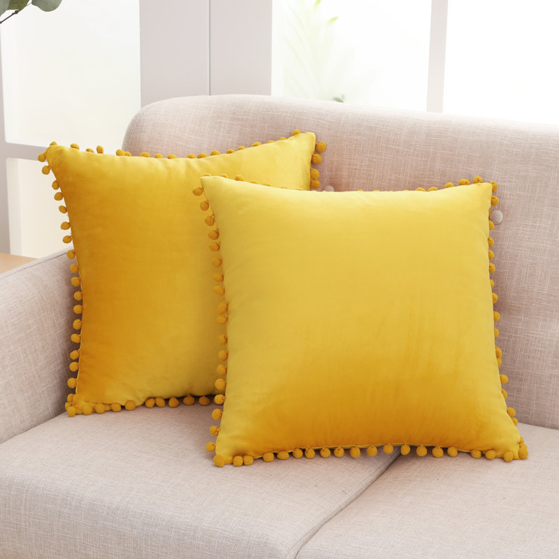 Knowles Square Cushion Cover, Mellow Yellow, 61cm H x 61cm W x 1cm D