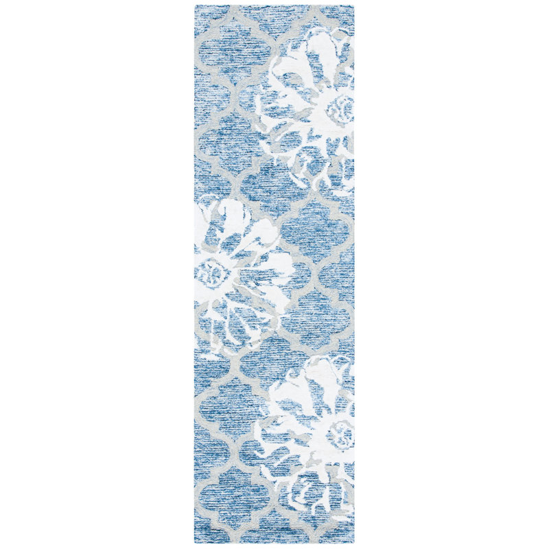 Ahoufe Hand Tufted Wool, Viscose Floral Rug, Runner 2'3" x 8'