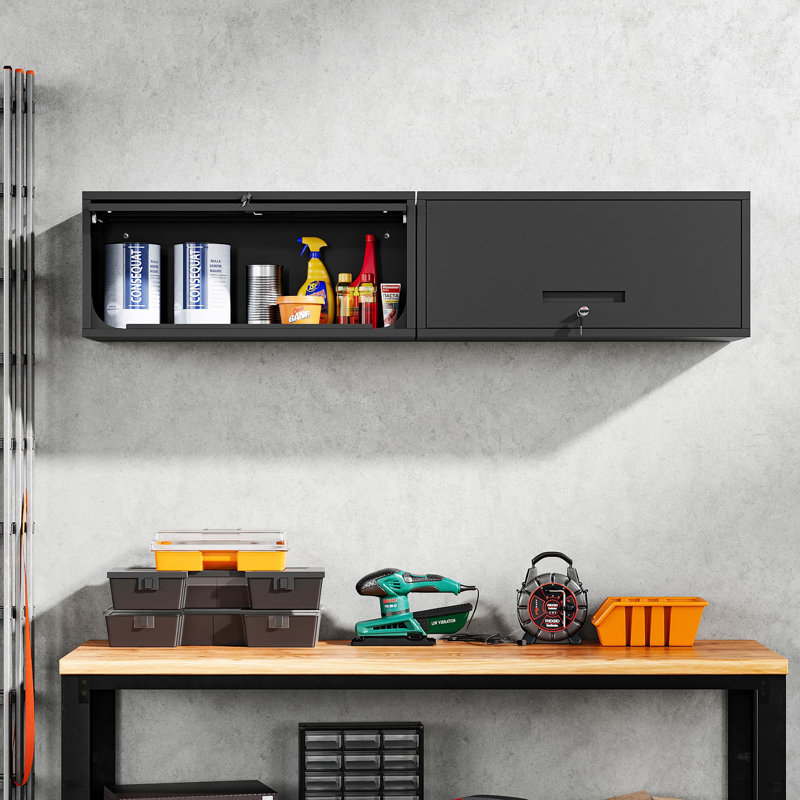 Armoire de rangement simple en acier (H 13,7 po x l 31,5 po x P 13 po), 13.7" H x 31.5" W x 13" D, Noir