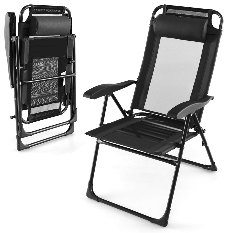 Nylon Patio Folding Chair Folding Chair Set, Black