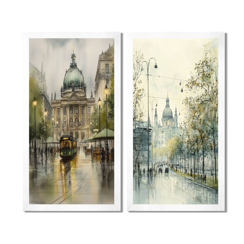 «Vienna's Grand Imperial Architecture III - Vienna», art mural sur toile 2 pièces, H 32 po x l 32 po, Cadre simple blanc