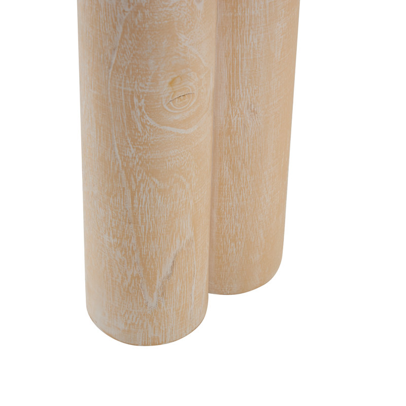Cole And Grey Teak Wood Handmade Living Room Cream Coffee Table With Beige Marble Tabletop