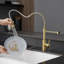 Robinet de cuisine polyvalent en acier inoxydable brossé or pour éviers modernes