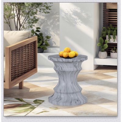 Table de bout d'extérieur en ciment pour patio et jardin, décor de faux terrazzo, petite table d'appoint ronde moderne, utilisation intérieure et extérieure