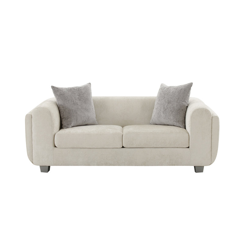 Bergamo Ivory/Silver Sofa, 26.8" H x 76.4" W x 37.8" D, 2