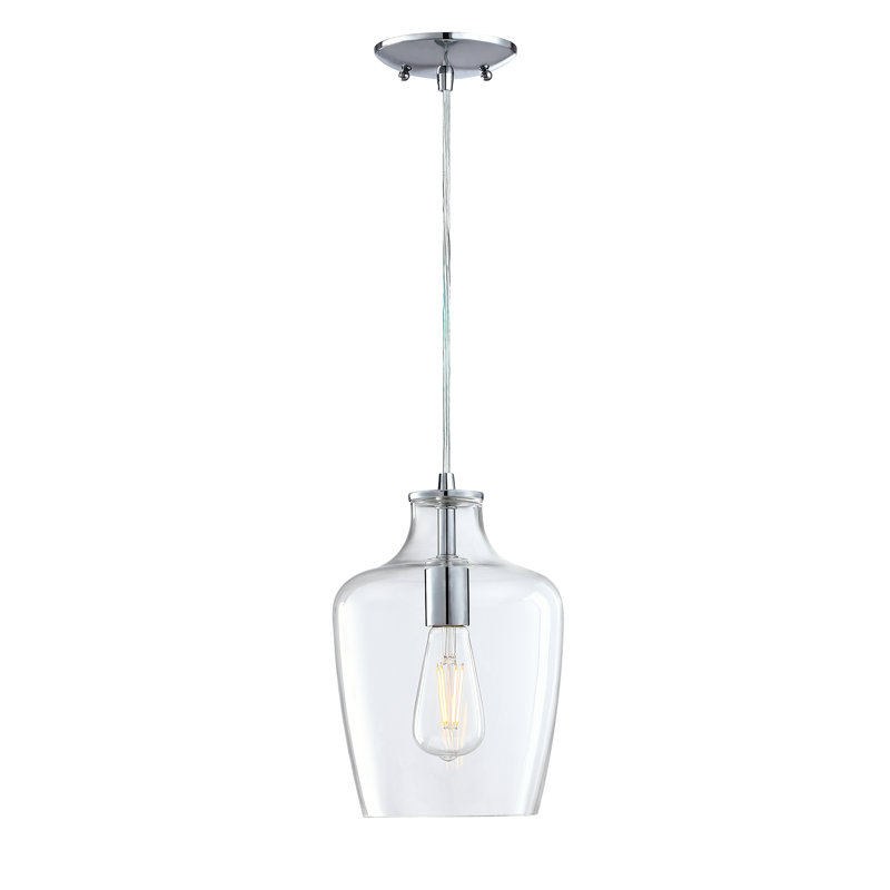 Luminaire suspendu en forme de cloche à 1 lumière Ayric, Chrome
