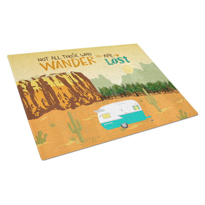 Planche à découper rétro-camping en verre caroline