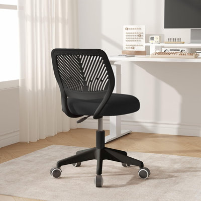 XUEGW - Ensemble de 2 chaises de bureau pivotantes à hauteur réglable et sans accoudoirs, noir
