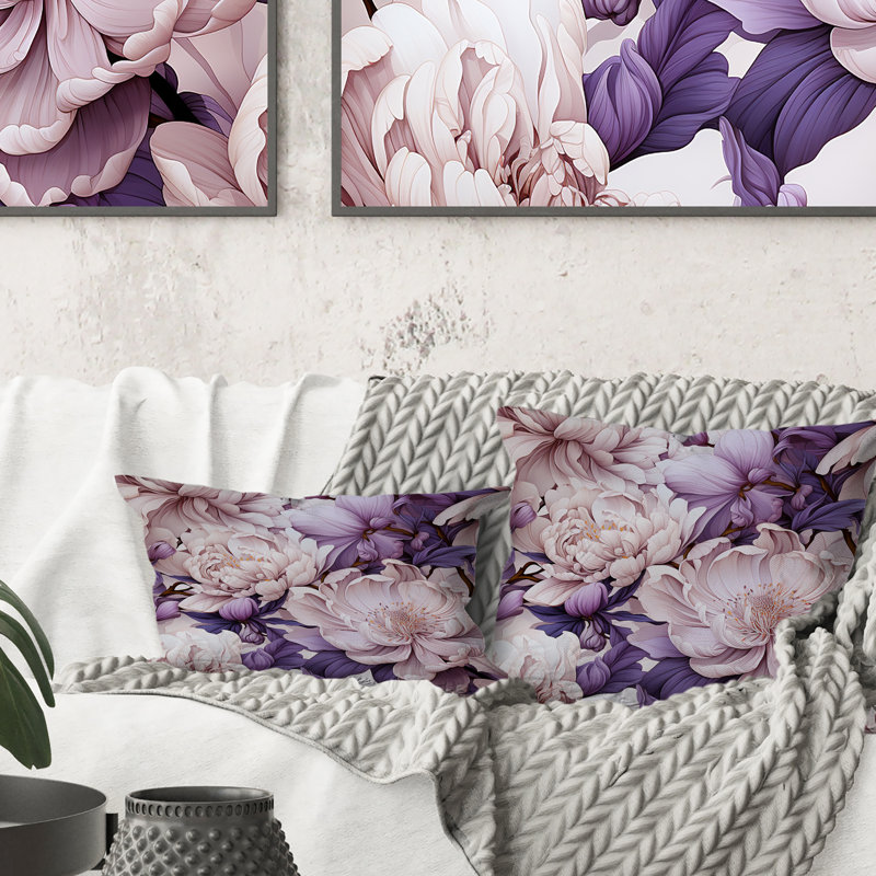 Coussins mauves Harmony I - imprimé floral