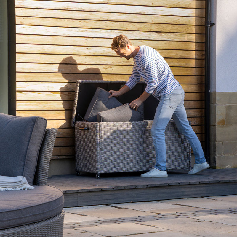 Rattan Storage Box, 64cm H x 137cm W x 54cm D, Slate Grey
