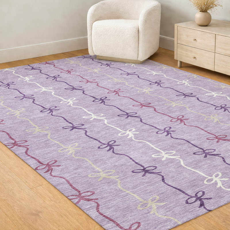 Machine Washable Indoor/Outdoor Chantille ACN2593 Kids Rug, 9' x 12', Lavender