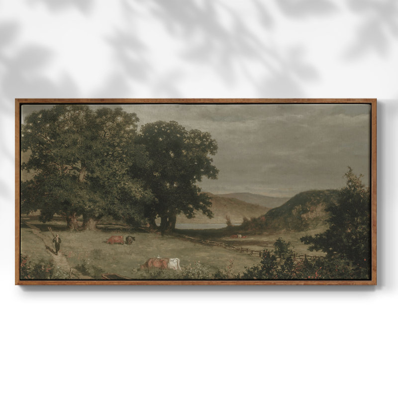 Série paysage - DCCCLXIV - Toile tendue avec châssis encadré - Prêt à être accroché, H 17 po x l 33 po, Noyer