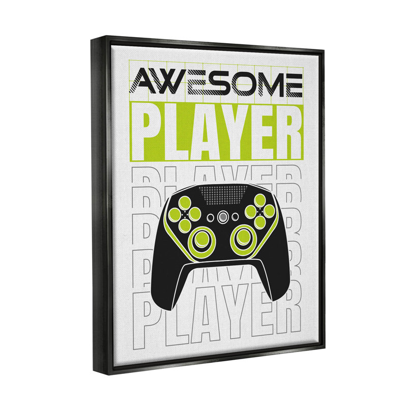 Impression sur toile "Awesome Player Gaming contrôleur" par Angela Nickeas, Cadre flottant noir de jais