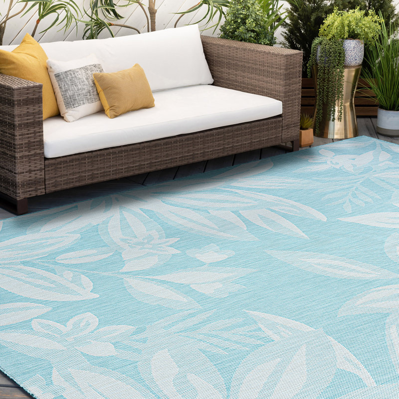 Tapis floral intérieur / extérieur Bafti, Rectangle 8 pi 10 po x 12 pi 2 po