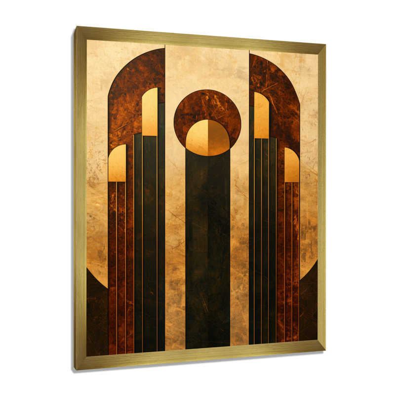 Watkins - Abstract Wall Art Living Room, 32" H x 24" W, Picture Framed, Gold