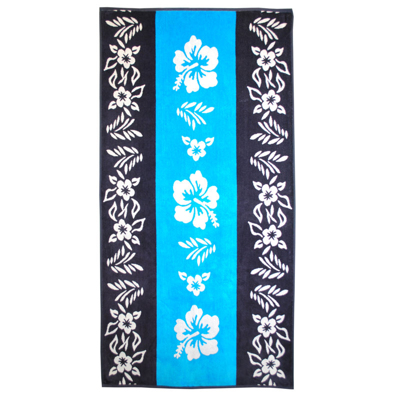 Shreya Oversized Hibiscus Floral Reversible 100% Cotton Beach Pool Towel