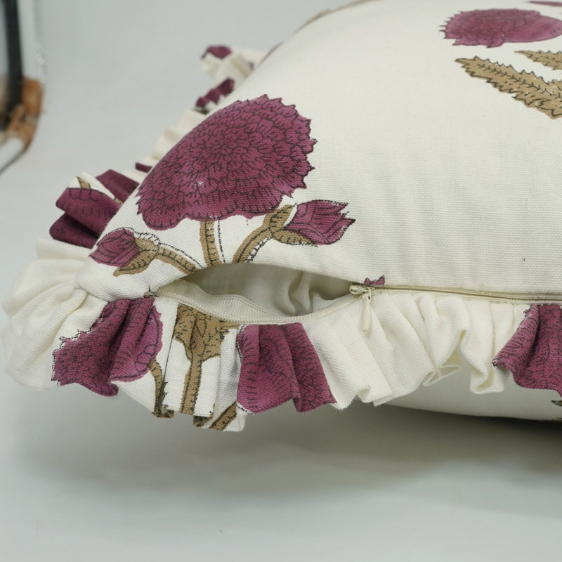 Housse de coussin à motif de volants, mauve 14 x 20 po Fab print, hiver Fab Fabine, imprimé bloc, H 36 po x l 14 po