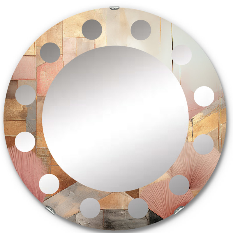 Encian - Miroir mural rond moderne, 24 po x 24 po
