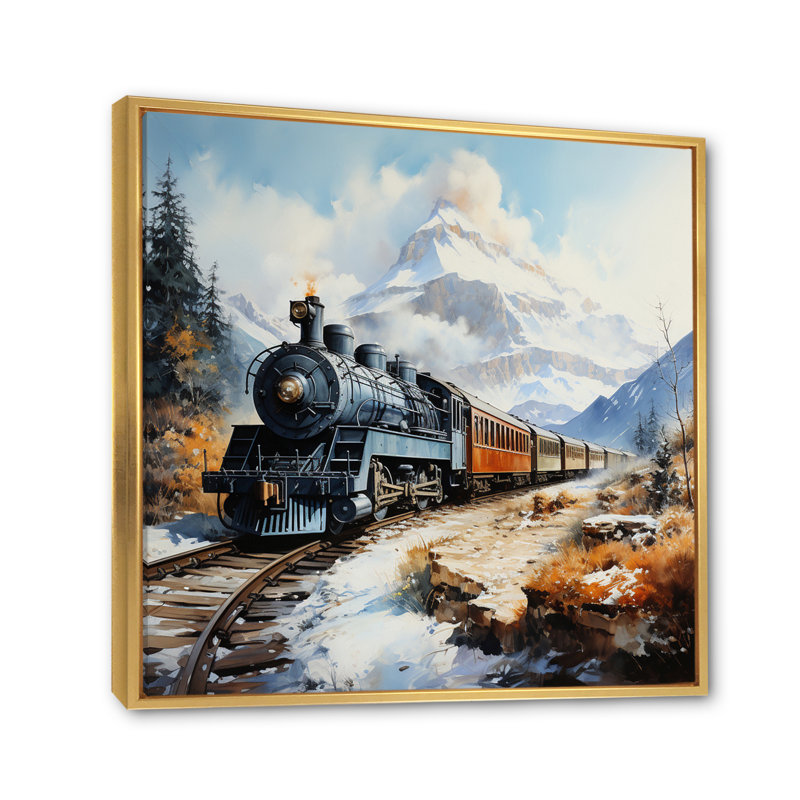 Willingboro Train Majestic Passage Pointillism II - reproduction, H 16 po x l 16 po x P 1 po, Cadre flottant doré