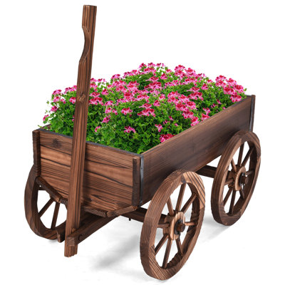  Akhavi Fir Wood Wheelbarrow Planter