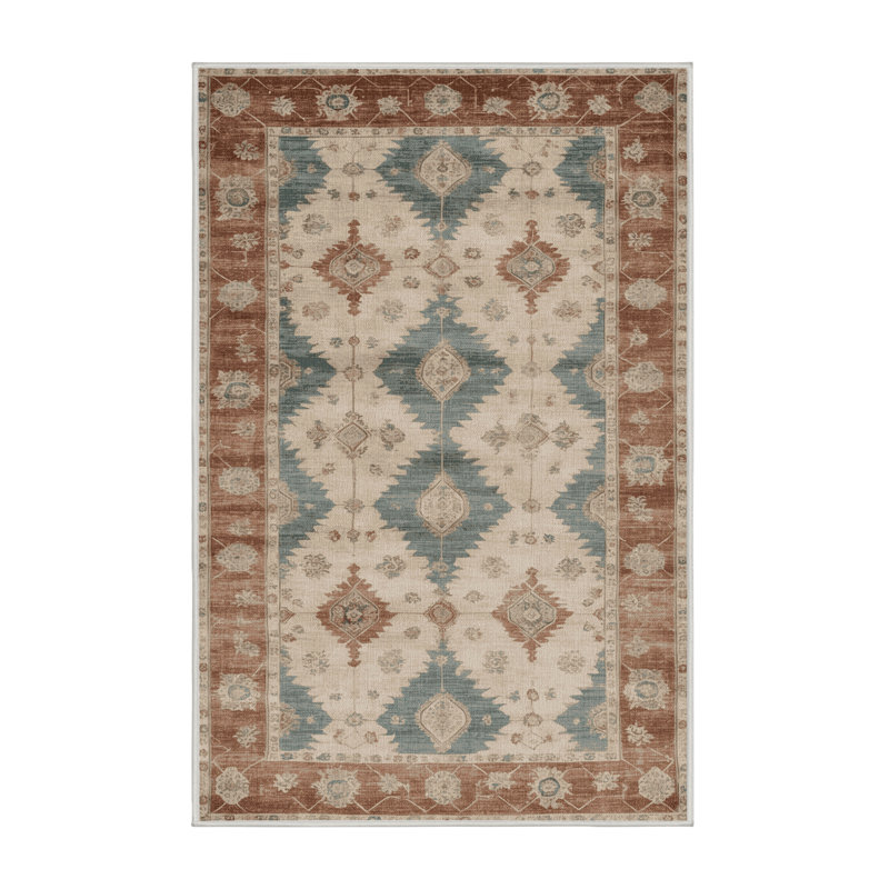 Tapis beige surteint lavable à la machine, Rectangulaire 2 pi x 3 pi