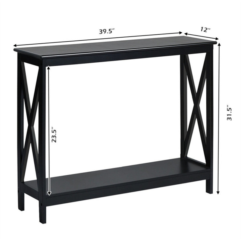 Table d'appoint à 2 niveaux console X-design, Noir, noir, noir, noir