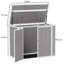 Double Bin Garden Shed for 2 Trash Cans – 4.7 x 2.5FT Grey Outdoor Storage with Pneumatic Lifting Lid & Lockable Doors, Polypropylene Tool Cabinet 143cm Wide