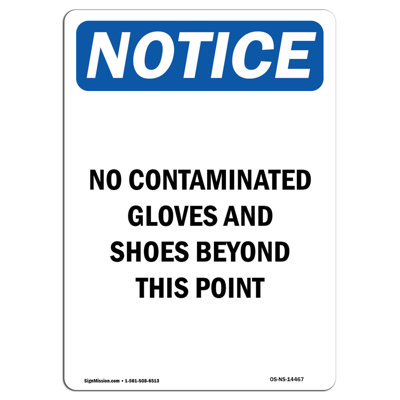 No Contaminated Gloves and Shoes Sign