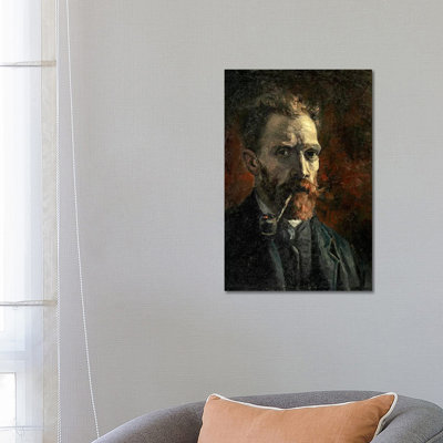 Self-Portrait with Pipe, 1887 by Vincent Van Gogh - 1 Piece Wrapped Canvas Painting