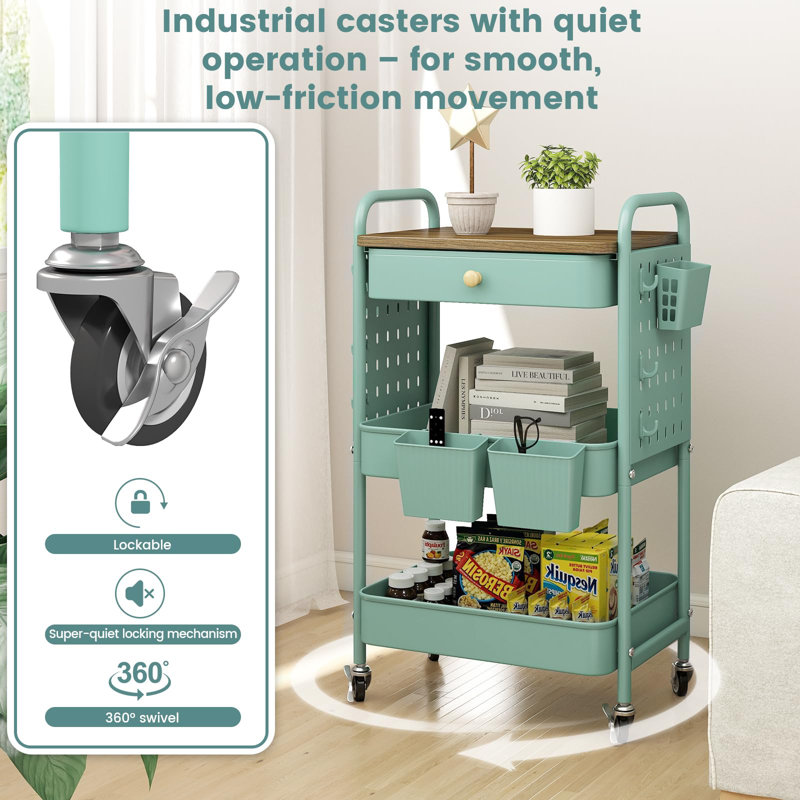 72cm H x 43cm W Book Cart, Green