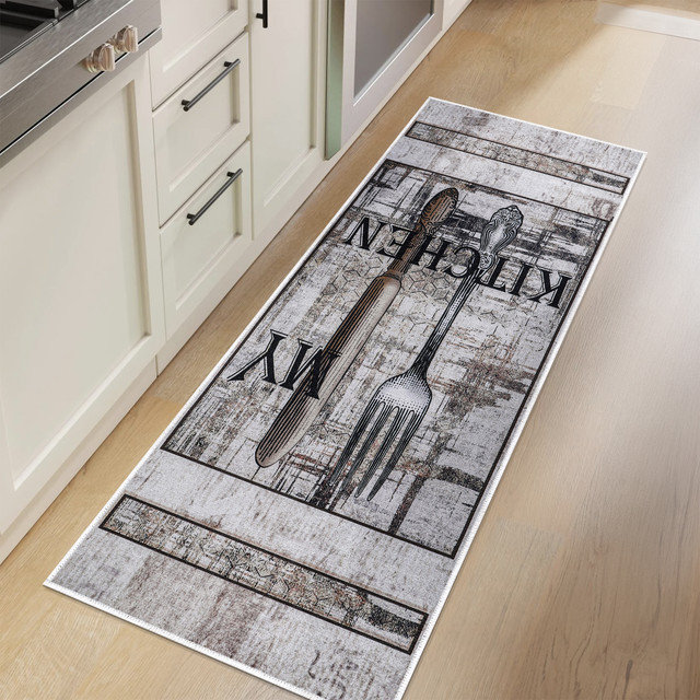 Tapis de cuisine antidérapant lavable - Tapis de cuisine 70% coton devant l'évier - 20 x 59 pouces