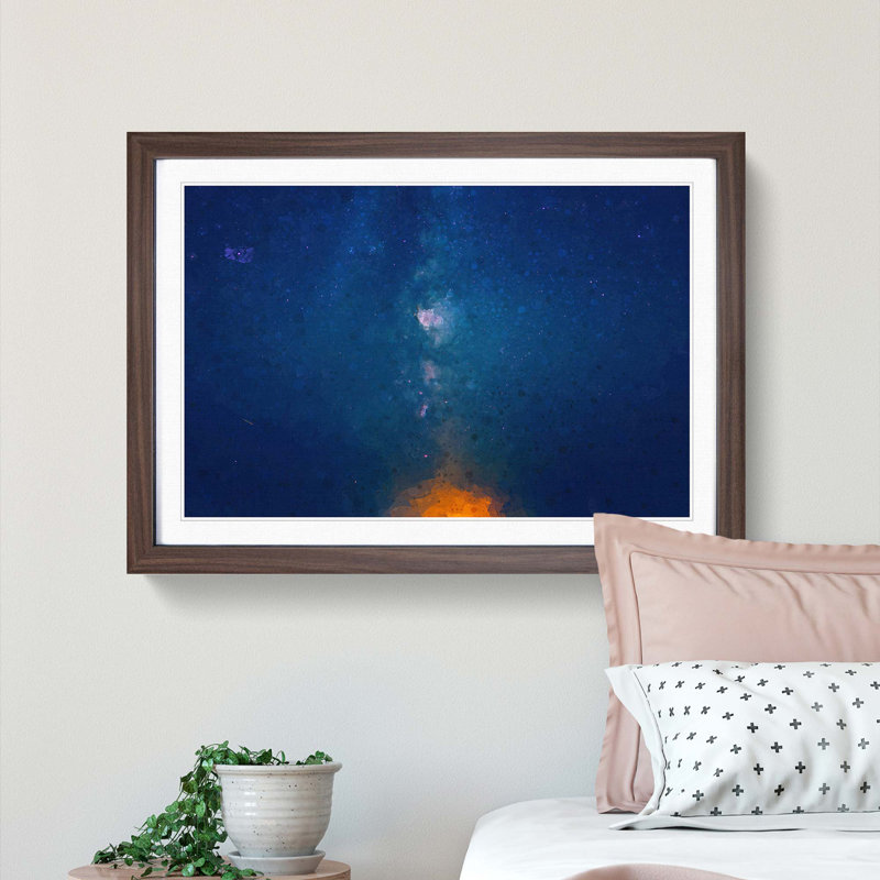 The Stars at Night in Abstract - Framed Print, 60cm H x 91cm W x 2cm D, Walnut