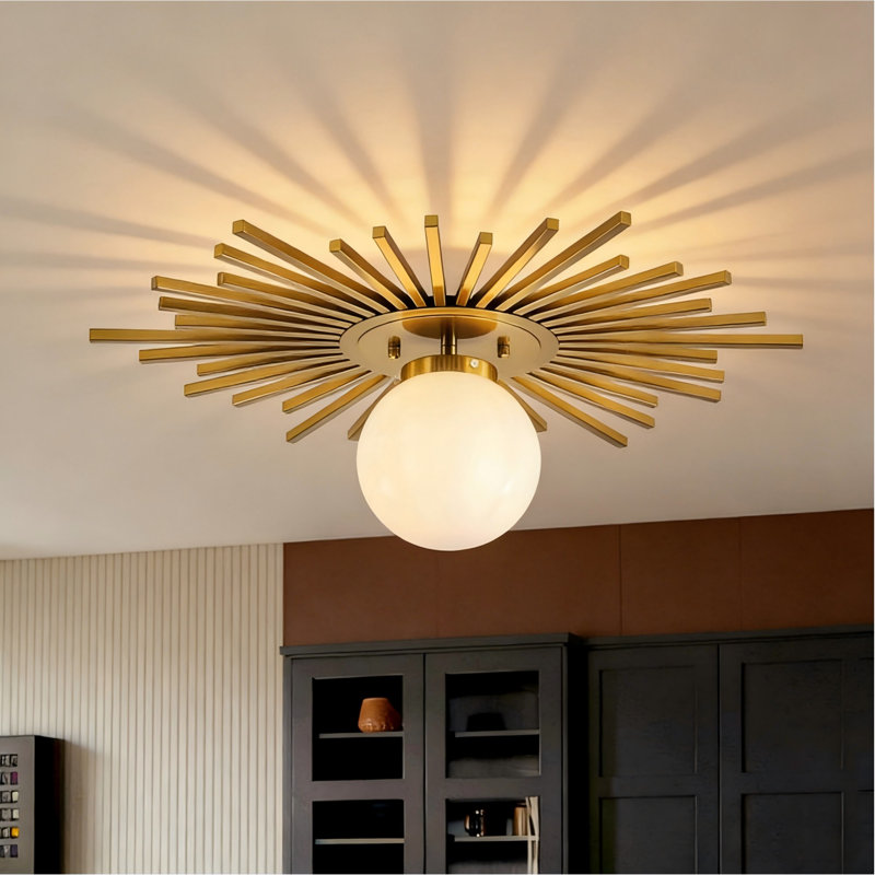  Plafonnier encastré moderne à 1 lumière GlowCraft, Cuivre