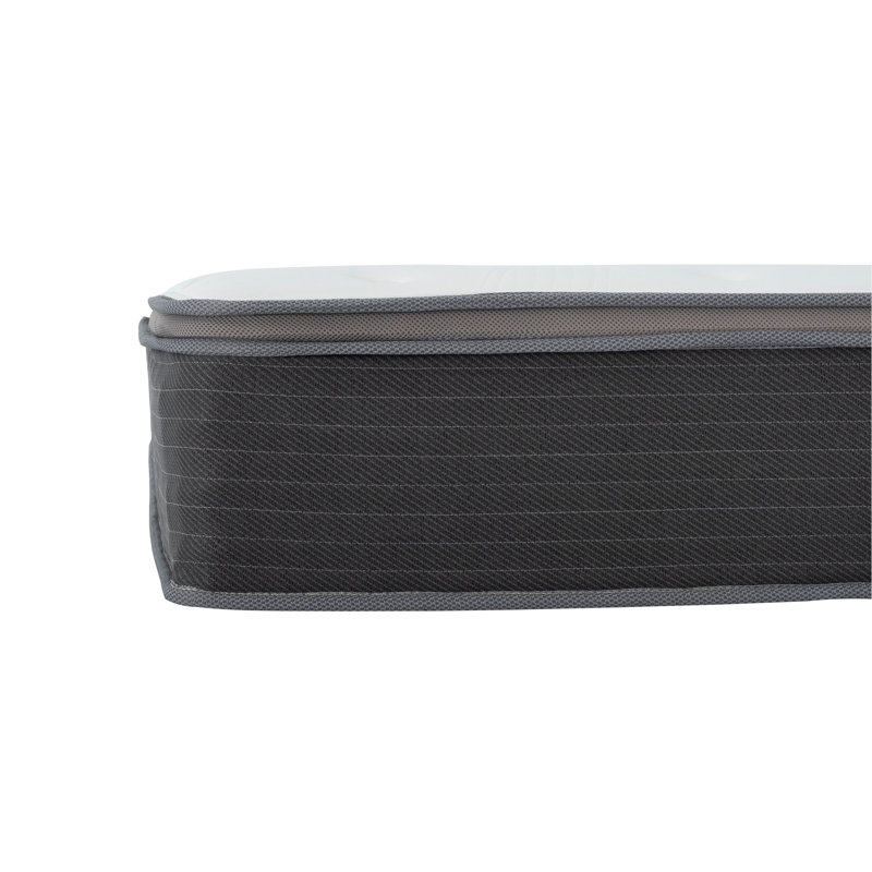 8 po Grand matelas hybride à ressorts ensachés dans une boîte, mousse à mémoire de forme infusée de gel avec plateau souple européen, technologie de décompression et de refroidissement (blanc / gris)