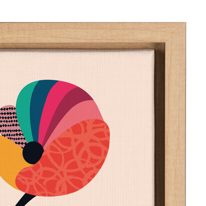 «Mid Century Modern Poppies» par Rachel Lee, 3 oiseaux, reproduction d'art sur toile encadrée