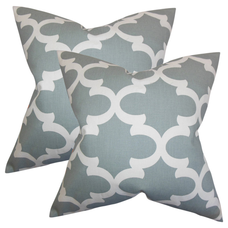 Coussin décoratif en coton Geometric, Gris