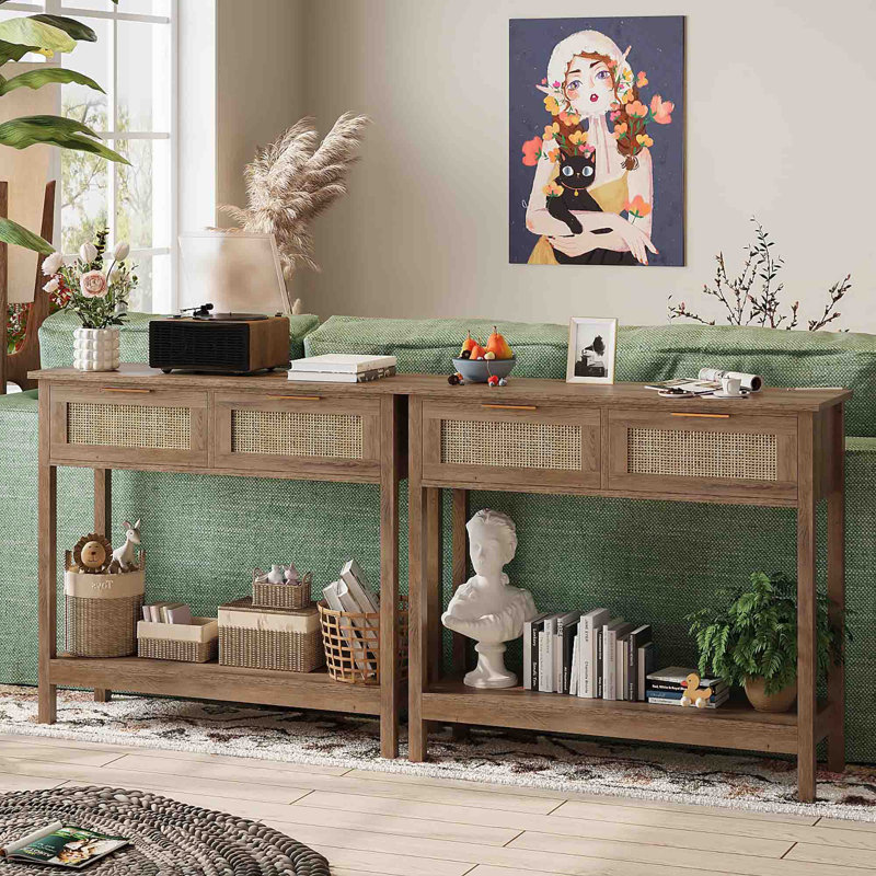100cm Console Table, Caramel Oak