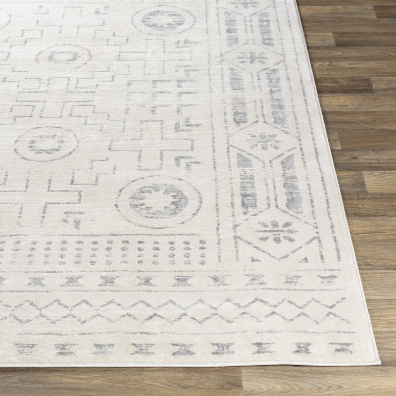 Tapis oriental blanc / gris Herrod, Rectangle 5 pi 3 po x 7 pi 1 po