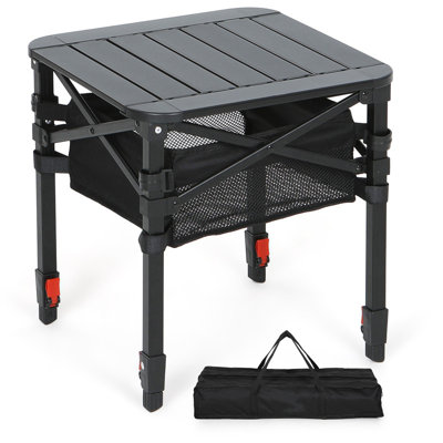 Portable Folding Camping Table with Adjustable Height Roll-Up Top Lightweight with Carry Bag for Outdoor Adventures (S)
