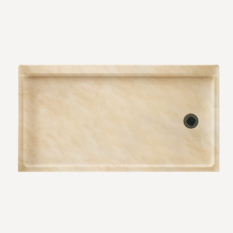 Base de douche 32 po x 60 po Solid Surface, Steppe dorée, Côté droit