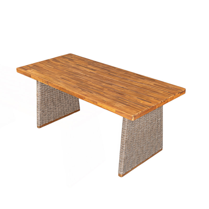 Table de salle à manger d'extérieur avec plateau à lattes, Brun