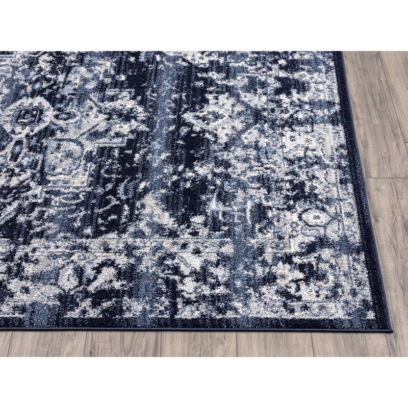 Tapis bleu marine / rouge Slaboden, Rectangle 3 pi x 4 pi