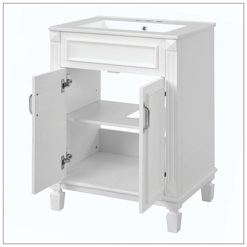 Armoire de rangement pour meuble-lavabo moderne avec 2 portes à fermeture douce